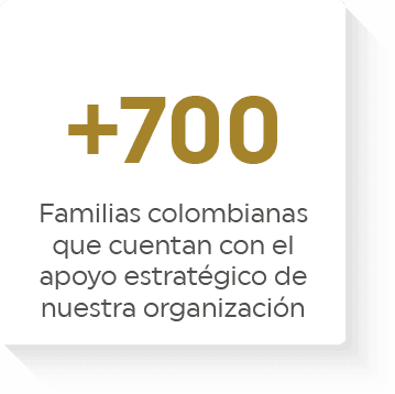 +700 Familias colombianas que cuentan con el apoyo estratégico de nuestra organización